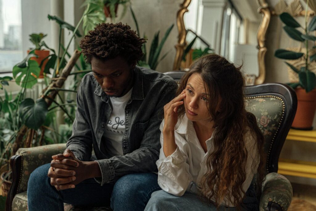 Husband and wife in a therapy session.
