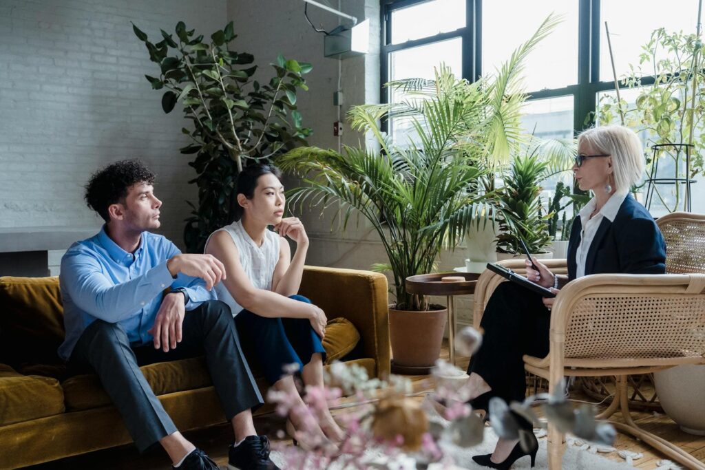 Couple reconnecting during counselling